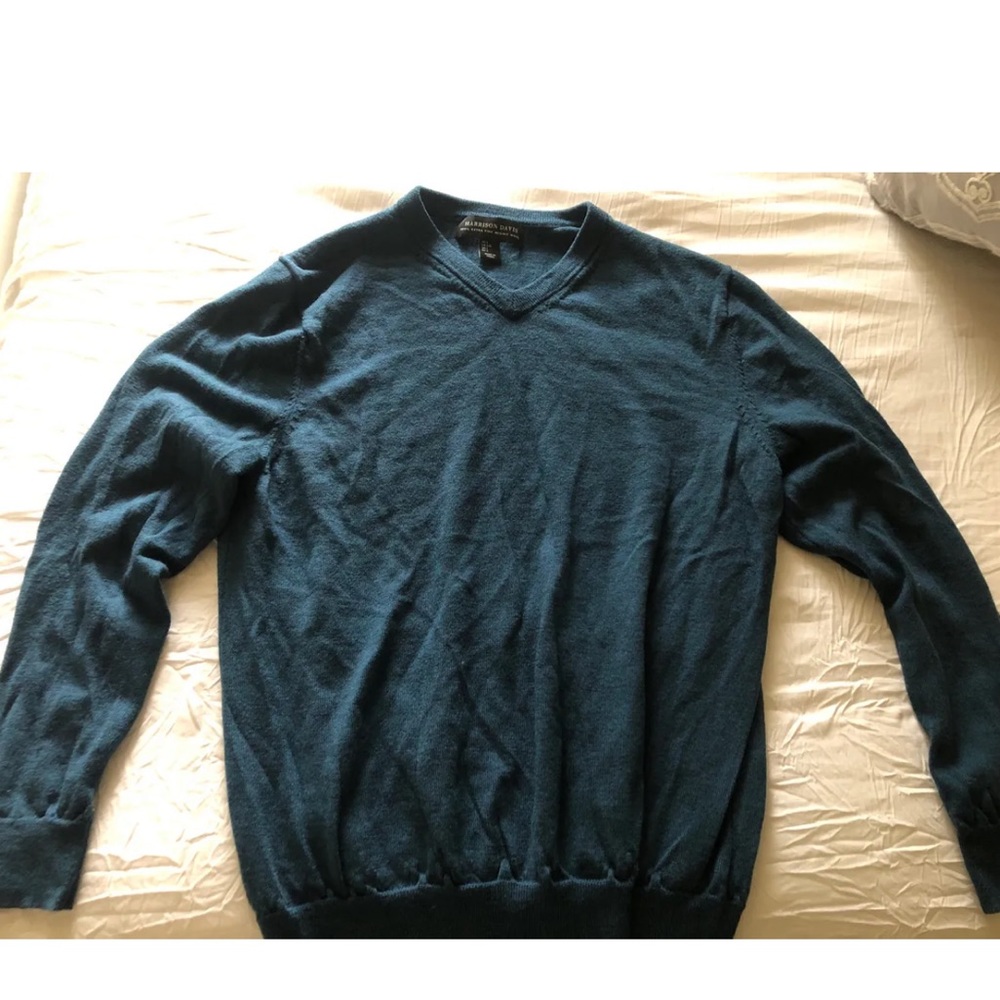 Harrison Davis Green Merino Wool Sweater Size L